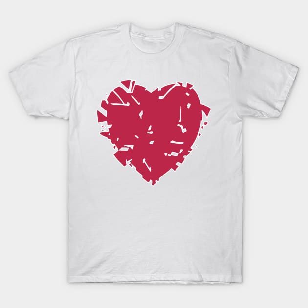 Color of The Year 2023 Viva Magenta Heart Shattered T-Shirt by iskybibblle